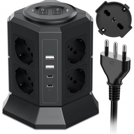 MULTIPRESA VERTICALE A TORRETTA 8 POSTI